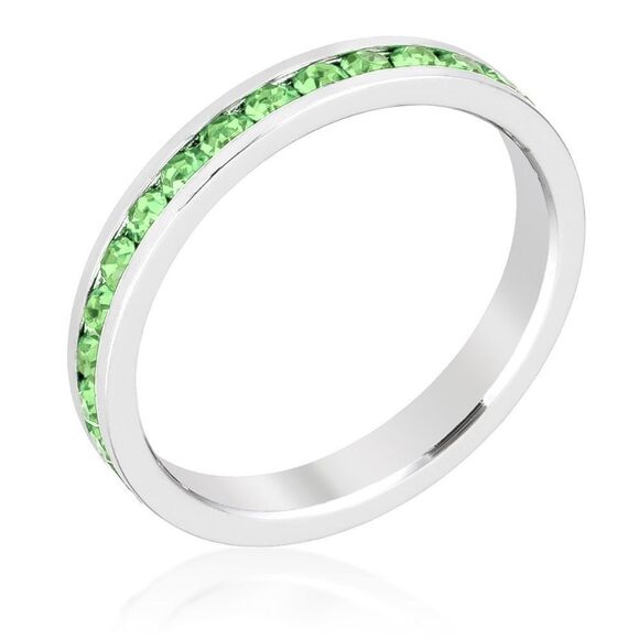 Stackable Peridot Swarovski Crystals Eternity Ring August Birthstone New - Picture 2 of 2